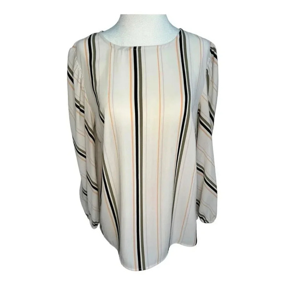 Apt. 9‎ Women's Medium Striped Long Sleeve Blouse Multicolor - Picture 1 of 7